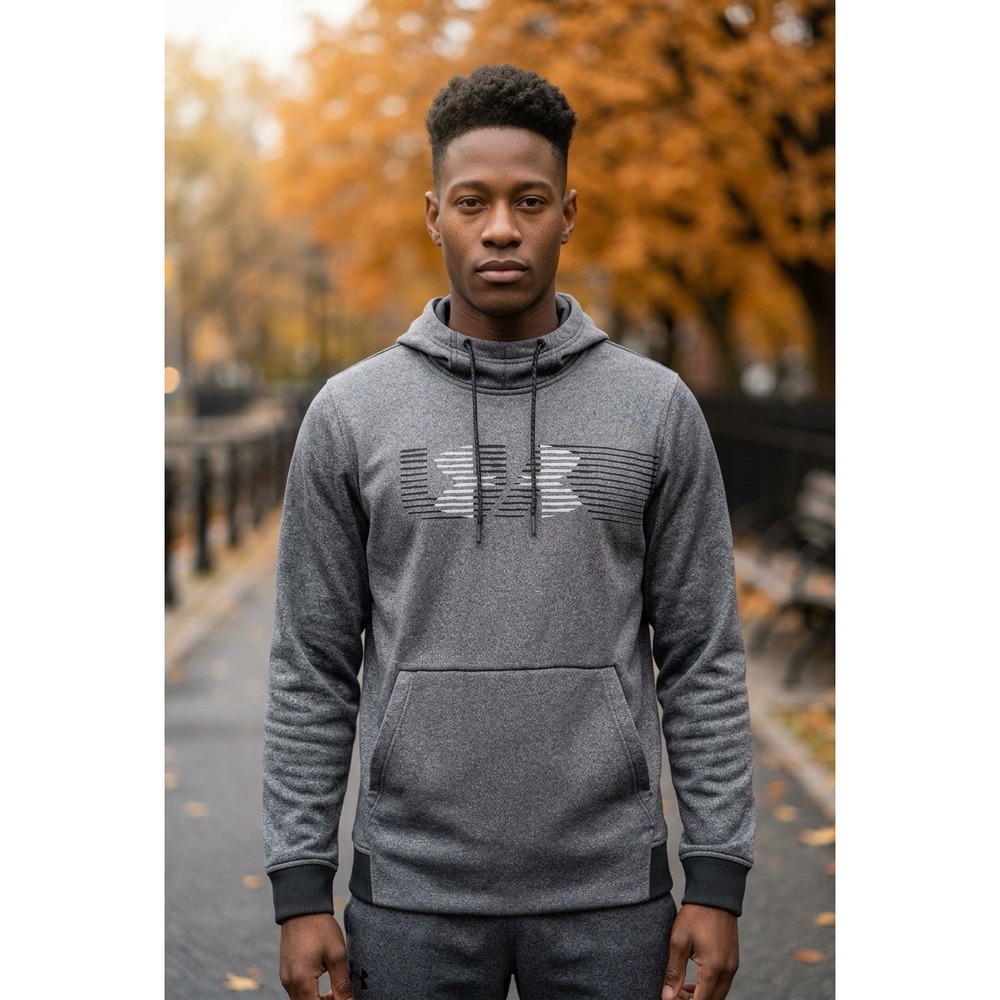 Under Armour Storm ColdGear Men Pullover Hoodie Gray Large